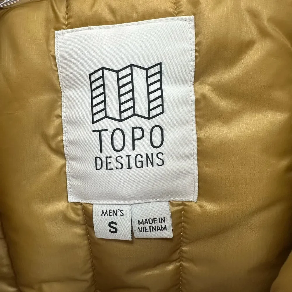 Topo Design Men's Mountain Puffer Hoodie Jacket Coat in Blue/slate Gray Size S